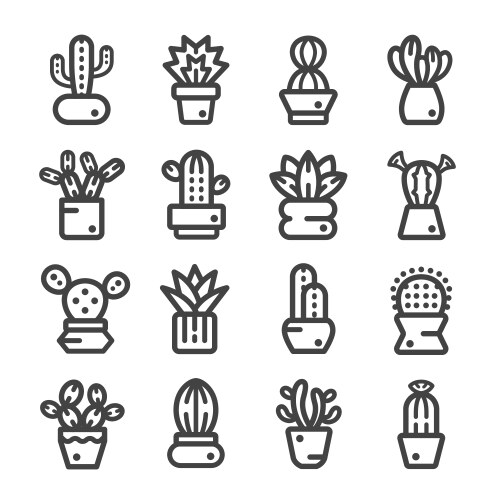 cactuses thine line icon vector image