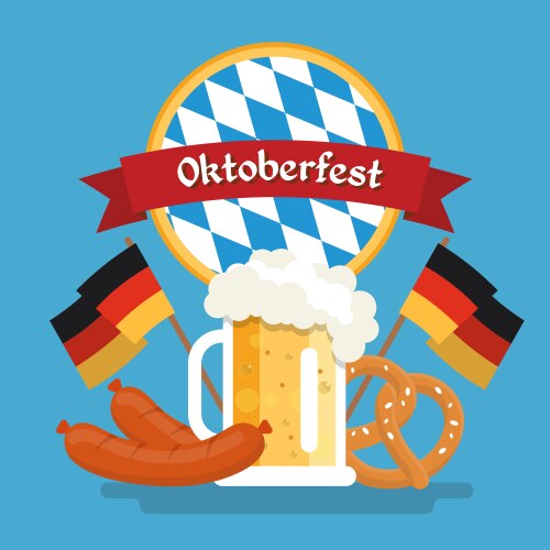 oktoberfest template with beer cup vector image