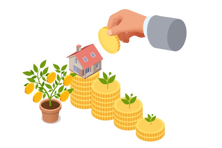 Isometric real estate buying lending business vector image