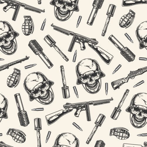 Military battles seamless pattern monochrome vector image