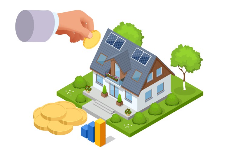 Isometric real estate buying lending business vector image