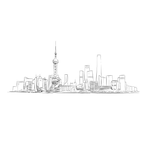 China shanghai hand drawn sketch cityscape vector image