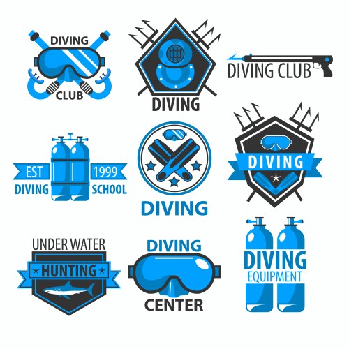 Diving club isolated icons underwater swimming vector image