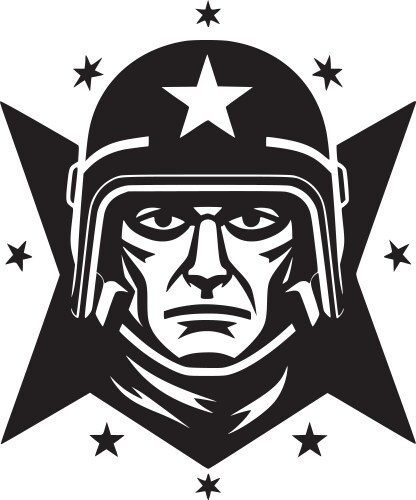 Military - black and white vector image