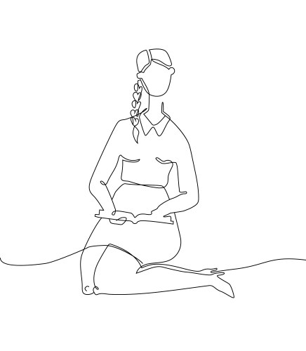 pregnant woman - one continuous line design style vector image