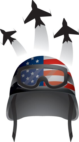 Military helmet and airplane vector image