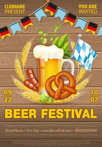 Oktoberfest beer festival poster vector image