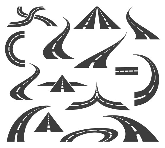 Road icons highways and roads signs vector image