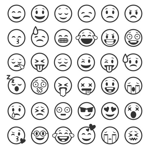 Emoticons outline emoji faces emoticon funny vector image