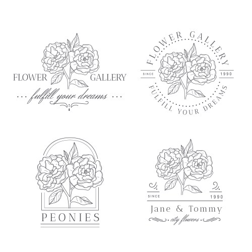 Set flower logo template vector image