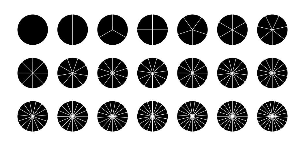 Circular chart with 21 sectors pie or pizza slice vector image