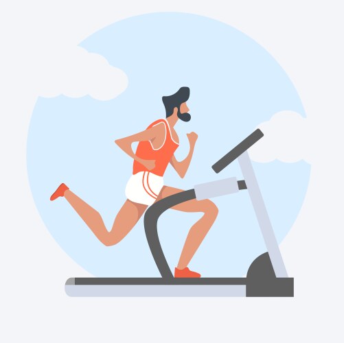 Man attractive running on treadmill vector image