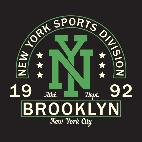 new york brooklyn - graphic design for t-shirt vector image