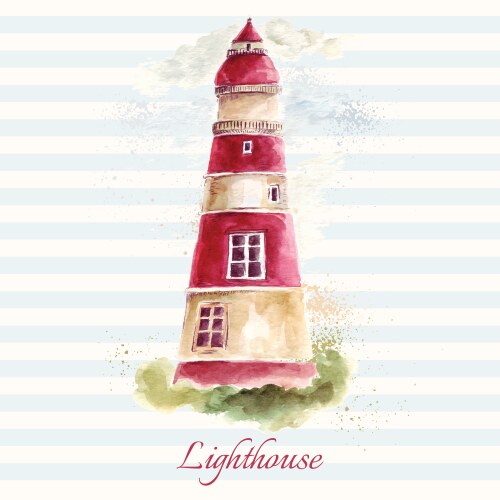 Lighthouse in watercolor technique vector image