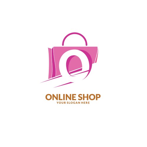 Online shopping logo abstract purple bag vector image