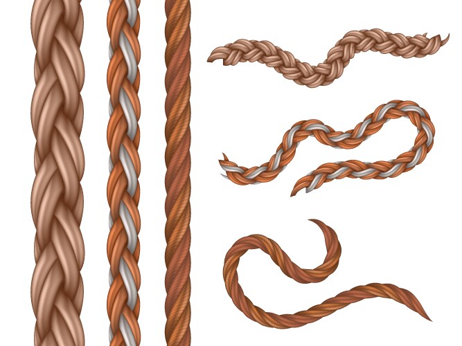 Realistic nautical cables seamless ropes vector image