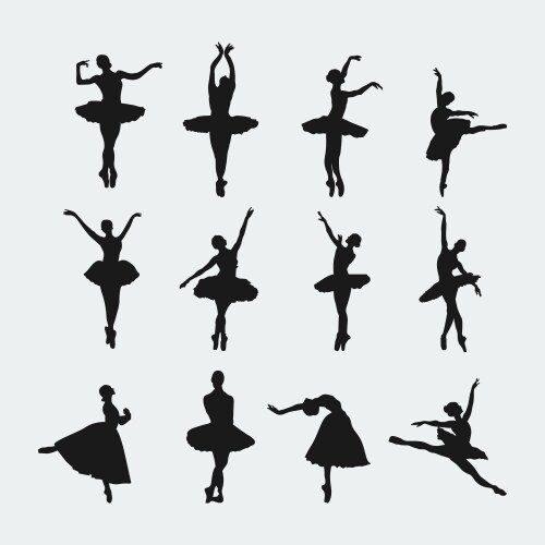 Ballerina silhouettes displaying graceful ballet p vector image