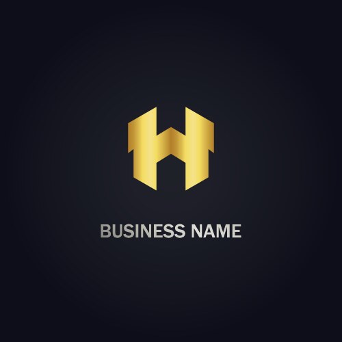 H initial gold logo vector image