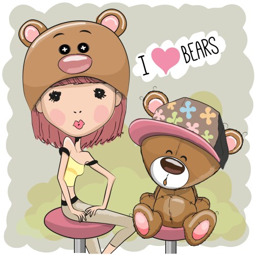 Girl and bear vector image