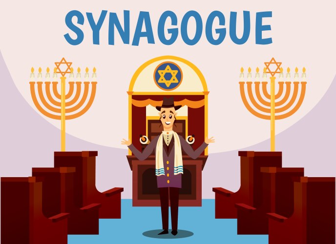 Jewish synagogue cartoon background vector image