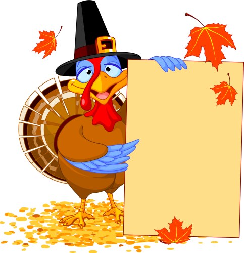 Thanksgiving turkey with holiday note vector image