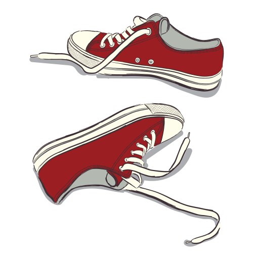 Red sneakers vector image