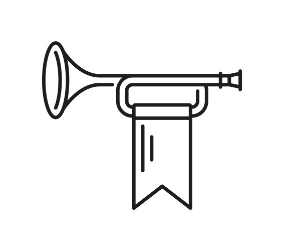 Medieval herald trumpet with hanging banner vector image