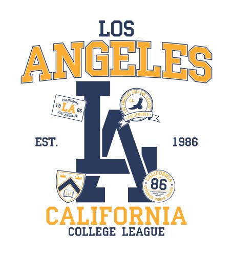 Los angeles t-shirt design with college patches vector image