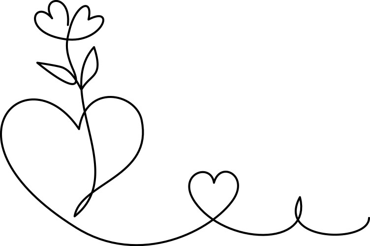 Flower heart symbol of love one line vector image