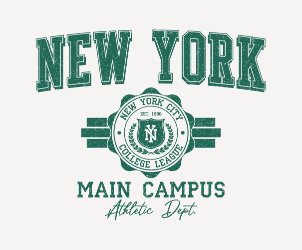 New york city college style print for t-shirt vector image