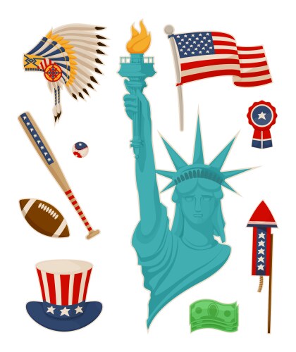 Usa symbolysm and statue of liberty banner vector image