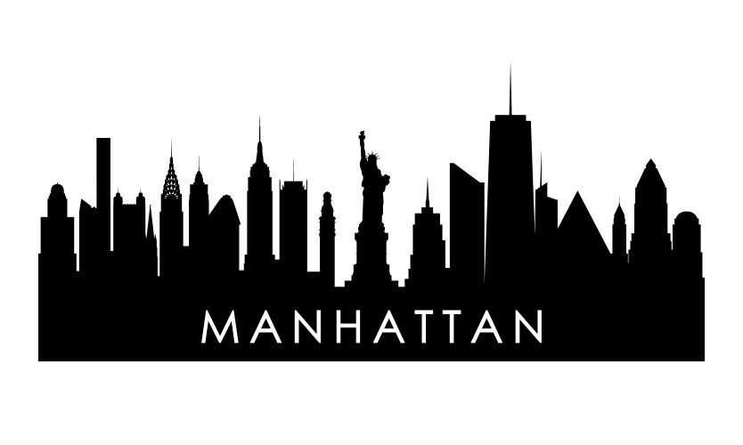 Manhattan skyline silhouette black nyc vector image