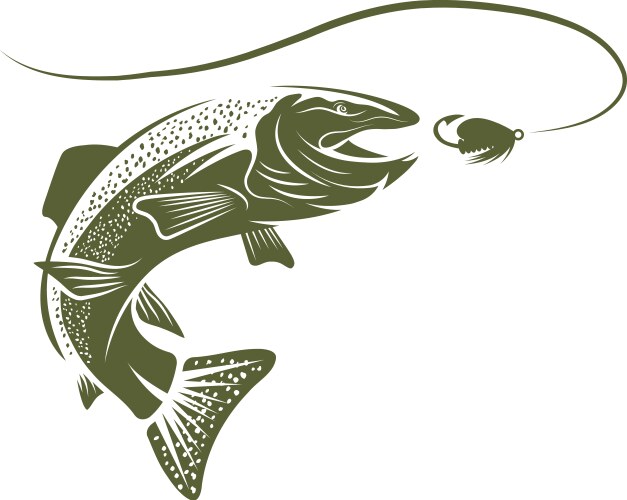 Trout fish and lure design template vector image