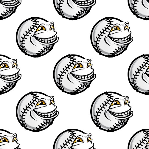 funny cartoon baseball ball pattern vector image