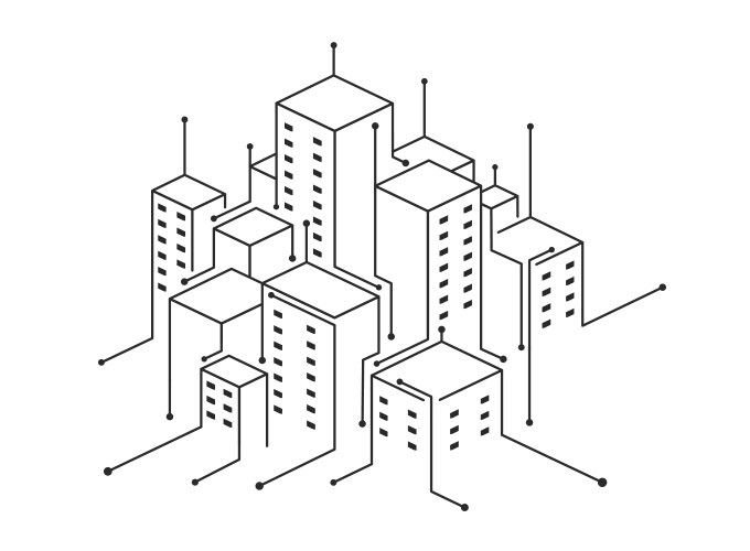 digital technology smart city with connecting vector image