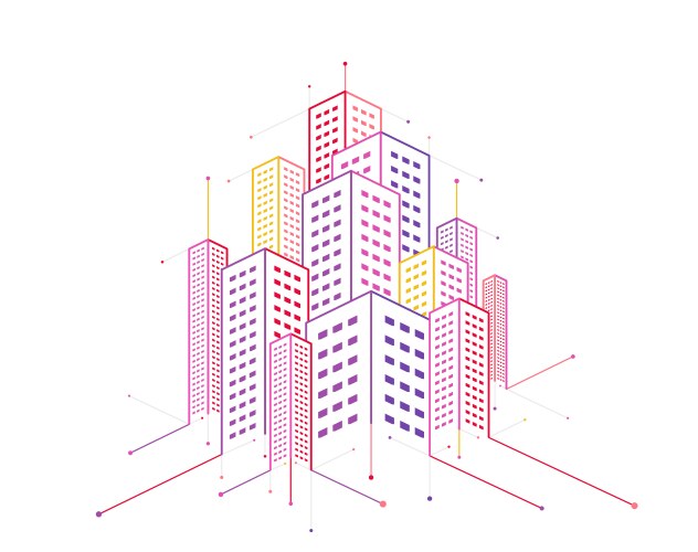 digital technology smart city with connecting vector image