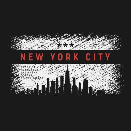 New york city t-shirt and apparel grunge style vector image