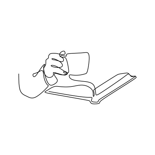 Continuous line drawing reading a book vector image