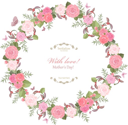 Cute floral wreath with lovely roses for your vector image