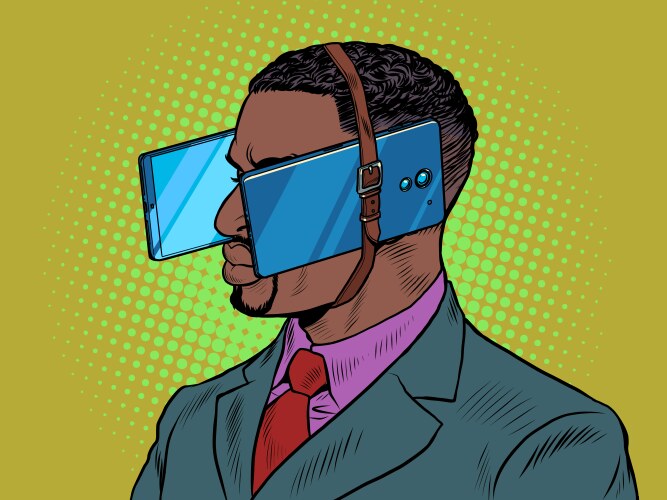 black man in virtual reality dependence vector image