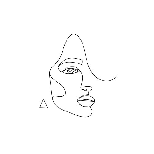 Linear face art woman portrait continuous vector image