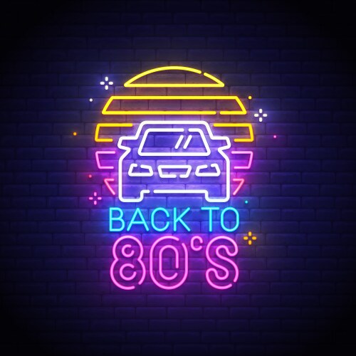 Back to 80s neon sign logo vector image