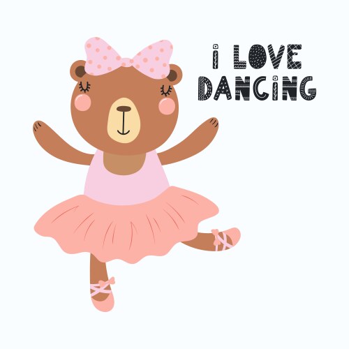 Cute bear ballerina vector image