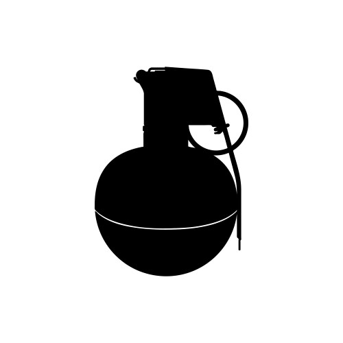 black silhouette of hand grenade army explosive vector image