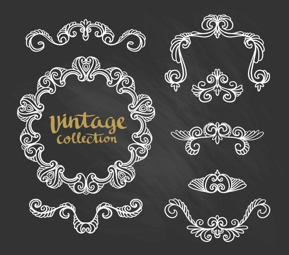 Vintage ornamental calligraphic designs set vector image