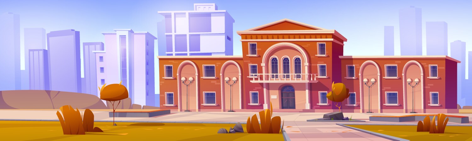 university or public library building in city vector image