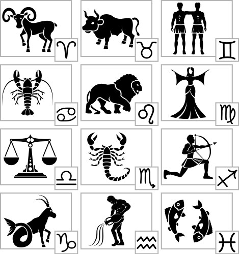 Zodiac - black silhouettes vector image