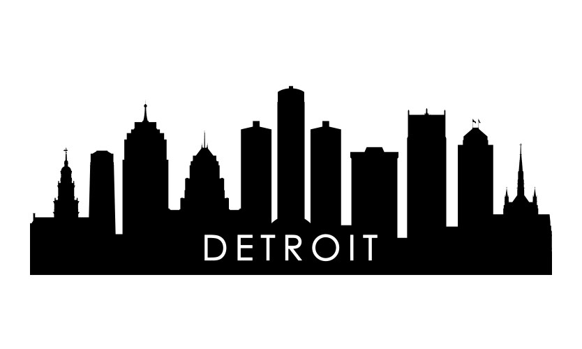 detroit skyline silhouette black city vector image