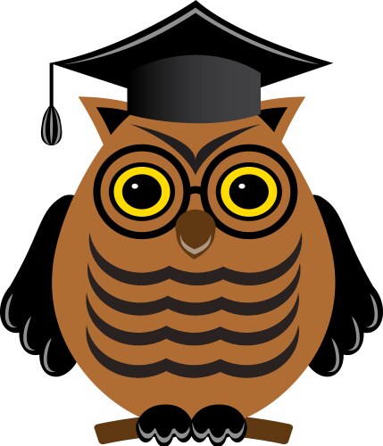 Wise owl with glasses and a graduate hat vector image