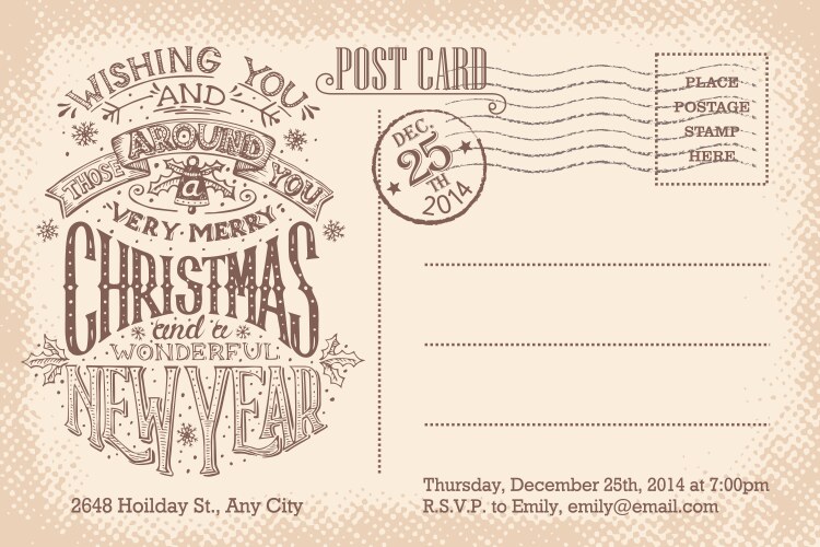 vintage merry christmas and new year holiday vector image